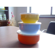 3pcs promotion enamel bowl with colorful